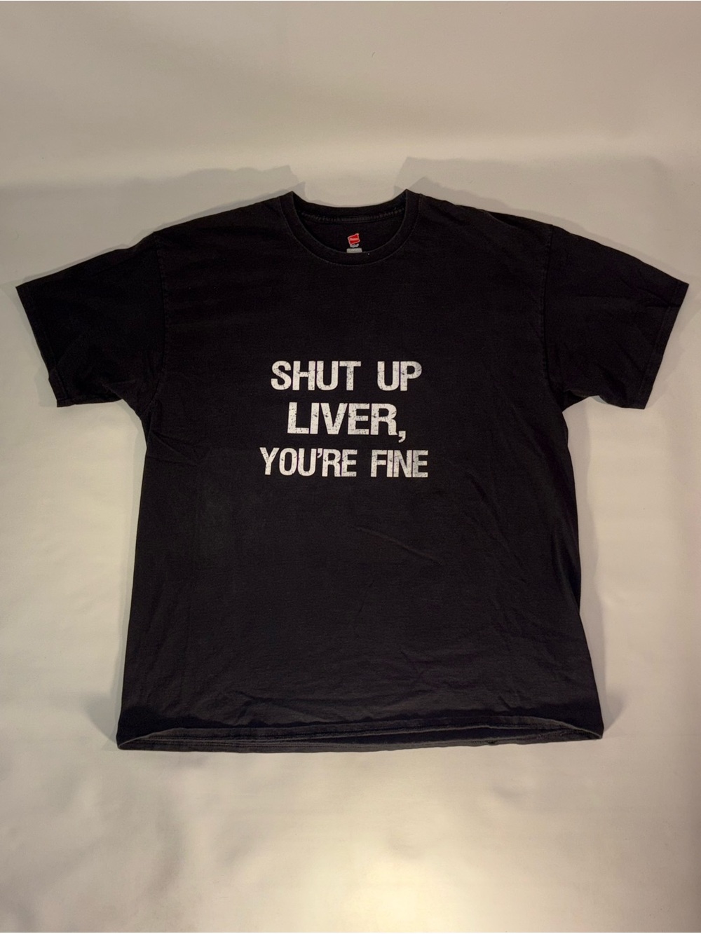 SHUP UP LIVER, YOU'RE FINE Y2K HUMOUR HANES TAGLESS BLACK SHORT SLEEVE T-SHIRT